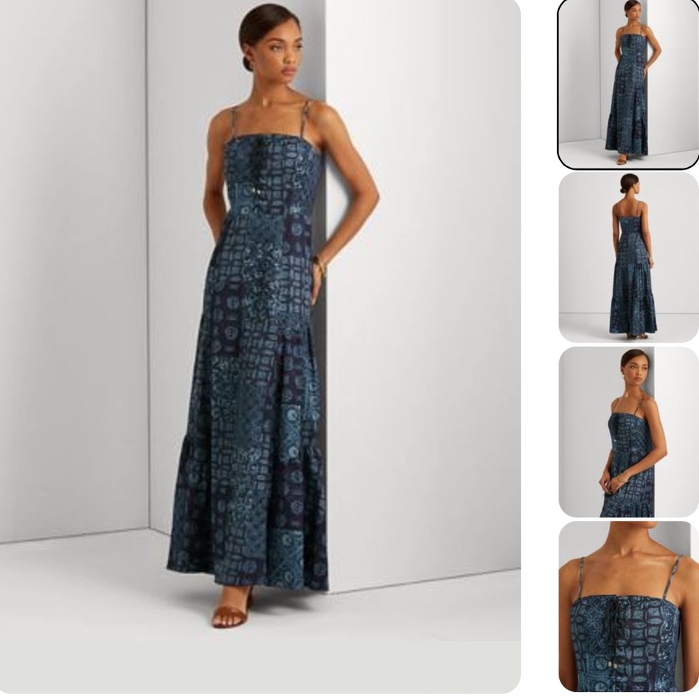 LAUREN RALPH LAUREN
Patchwork Crepe Sleeveless Gown